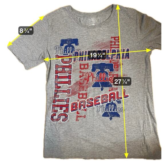 Philadelphia Phillies Team Athletics Women’s XXL Gray T-Shirt Liberty Bell MLB - Picture 7 of 7
